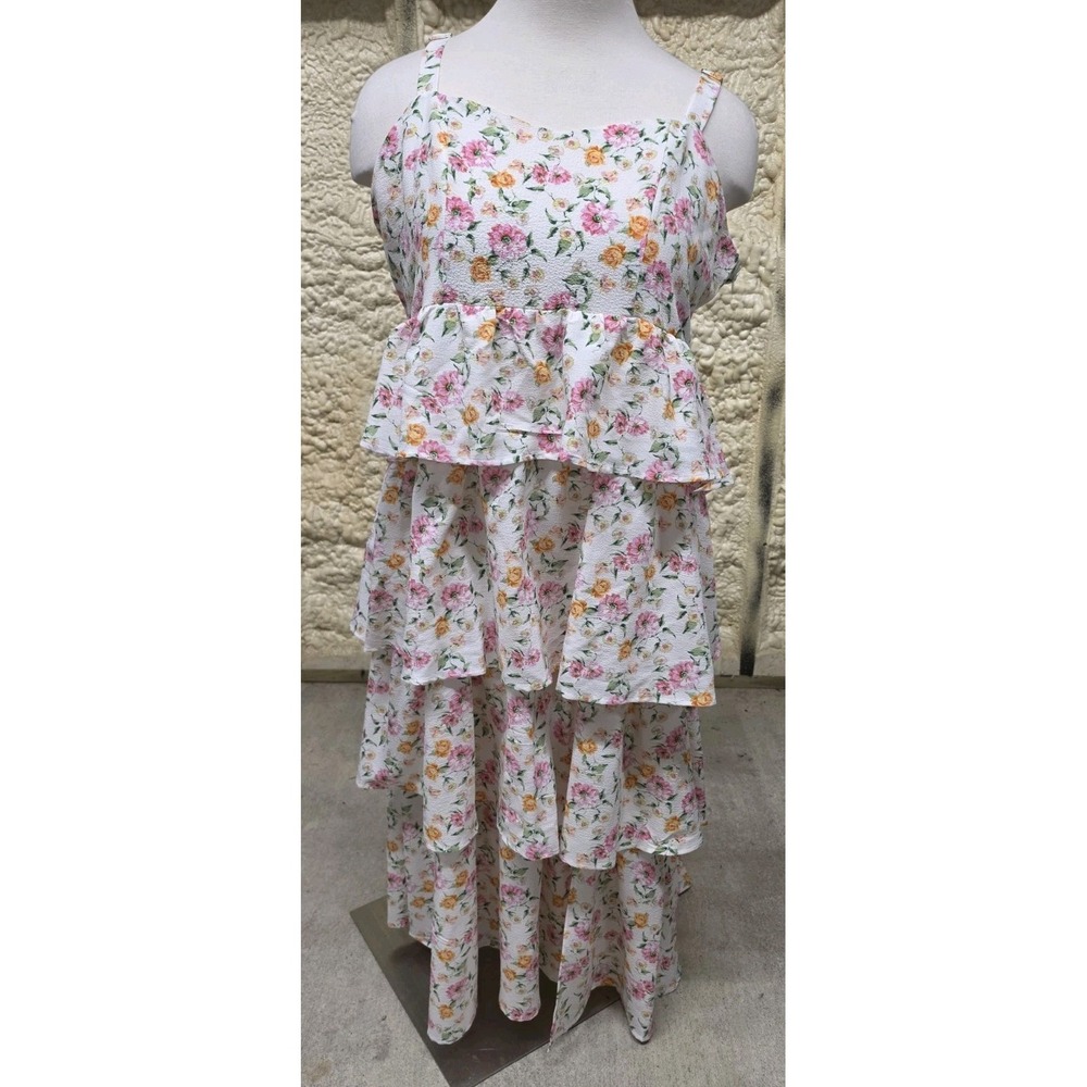 Arula Roxlyn Pink Floral Tiered Maxi Dress Size C 3X Fairy Romantic